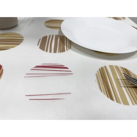 Milestock Meiwa Organdy 137 cm, roll 20 m, drawing "Beige circles"-4
