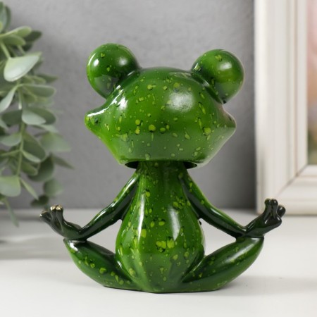 Souvenir Polystone Lak "Frog -Yog" Head on the spring 12x12.5x7.5 cm-2