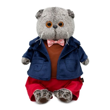 Soft toy "Basik in a blue velvet jacket", 25 cm