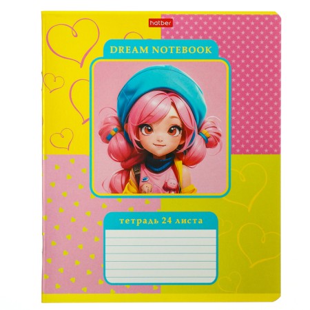 Notebook 24l Kl girl anime, region charts, rounded angles, bl 65 g/m2, mix-2
