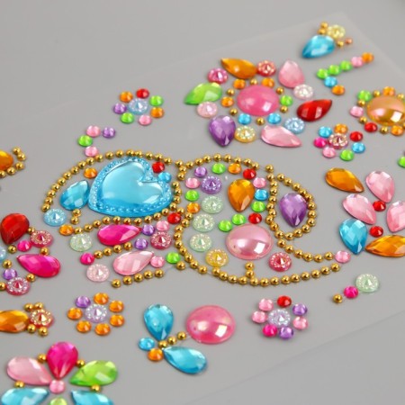 Decorative jewelry from rhinestones "Elephant and flowers"-1