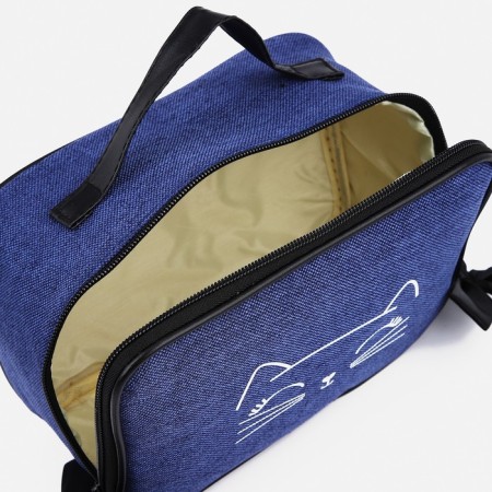 Cosmetic bag with a zipper, with a lining, blue color-2