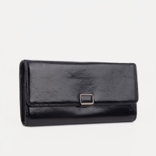 Women's wallet on the button, black color