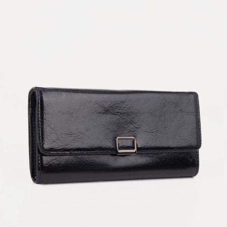 Women's wallet on the button, black color