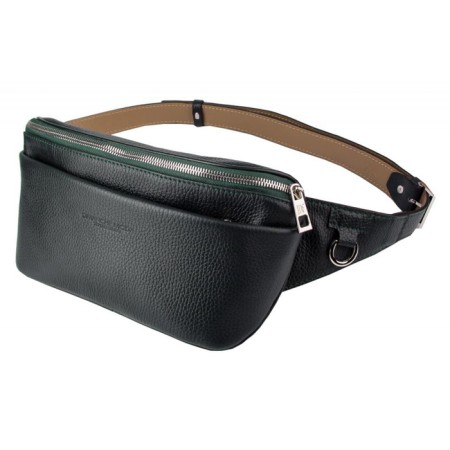 Waist bag, 2 departments, adjustable belt, green color