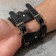 Bracelet Skin "Skull" is wide, black color with silver, 26.5 cm