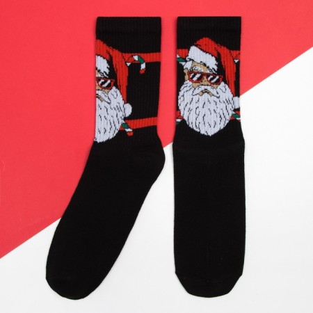 New Year's socks KAFTAN "Santa" size 41-44 (27-29 cm), black color