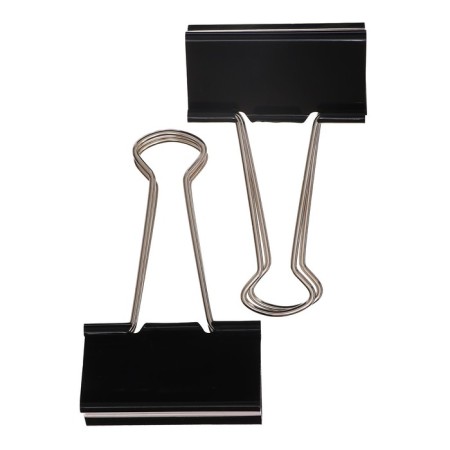 A set of paper clamps 51 mm, 12 pieces, in packaging, black-1