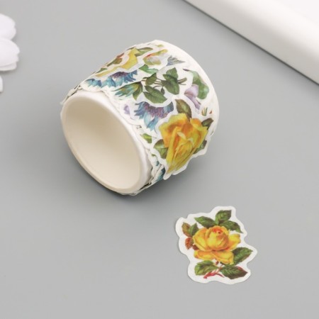 Stick Paper "Garden flowers" d = 3 cm 100 pcs in a roll 3.5x3.5 cm-3