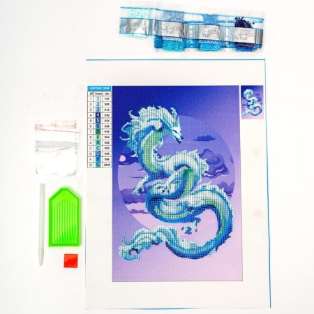 Diamond embroidery with partial filling on the canvas "Heavenly Dragon", 20 x 30 cm-3
