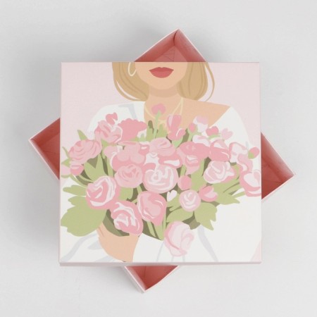 Gift folding box, packaging, "flowers", 17 x 17 x 7 cm-3