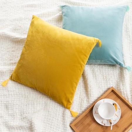 Decorative pillowcase with brushes Ethel Color Blue, 45x45 cm, polyester, velor-5