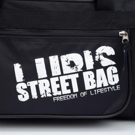 Road bag on lightning, 3 external pockets, a long belt, black color-2