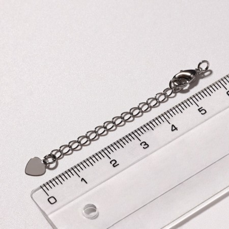 Castle Carabin Rater 10 mm "heart" with an extension cm 4 cm, silver color-2