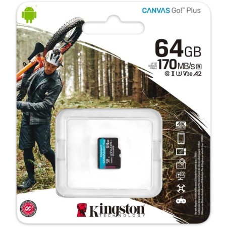 MicrosdxccC 64GB Class10 Kingston SDCG3/64GBSP Canvas GO! Plus W/O-2