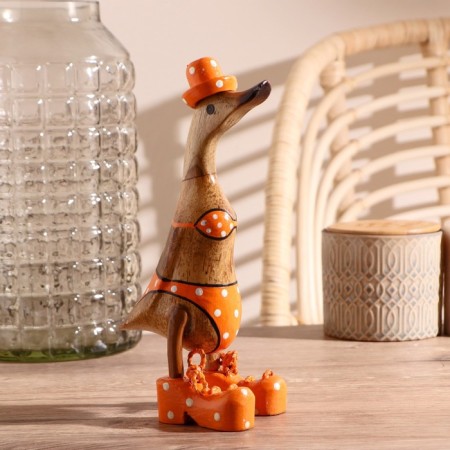 Souvenir "Duck in the orange swimsuit" wood 13x9x27 cm-3
