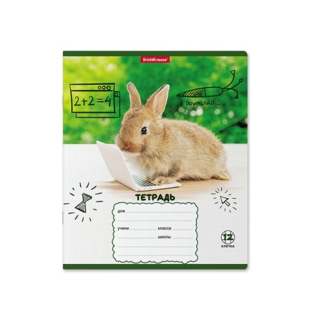 Notebook 12 sheets, cage, erichkrause, rabbits, mix-4