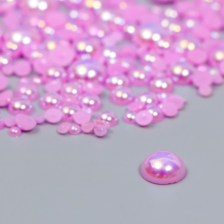 Decor for creativity plastic "Half of beads. Lilac mother of pearl" d = 3-10 mm, set 10 grams-1