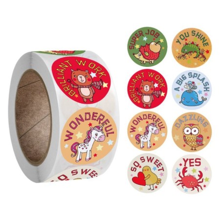 Stick Paper "joyful animals" d = 2.5 cm 500 pcs in a rolon 3x6x6 cm