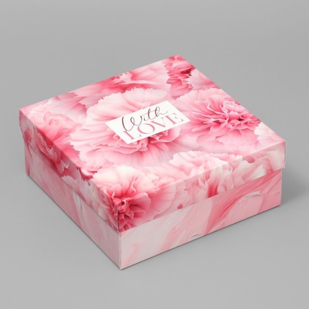 Gift folding box, packaging, with love, 17 x 17 x 7 cm-1