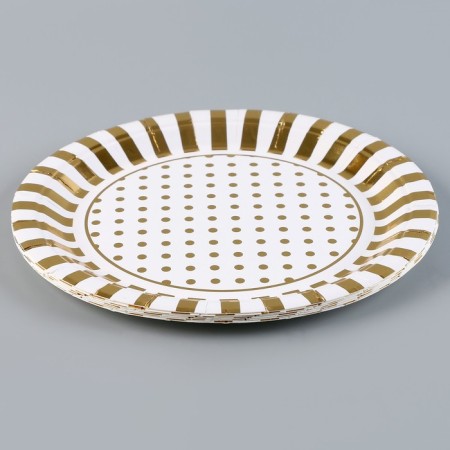 Paper plate "Peas", in the set 6 pcs., Color gold-1