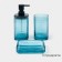 Bathroom accessories, 3 subjects: soap dispenser, soap dish, glass