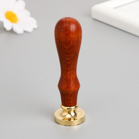 Printing for wax with a wooden handle "Flowers and curls" 9x2.5x2.5 cm-2