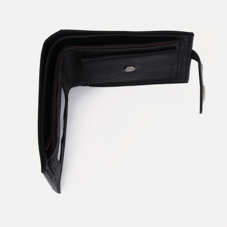 Male purse for magnet, department for bills, for maps, for coins, black color-2