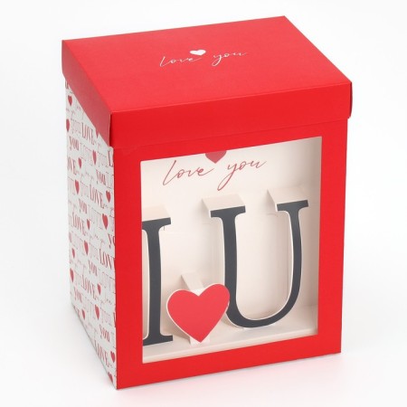 Gift folding box with 3D effect, packaging, “Love You”, 18 x 14 x 23 cm-2