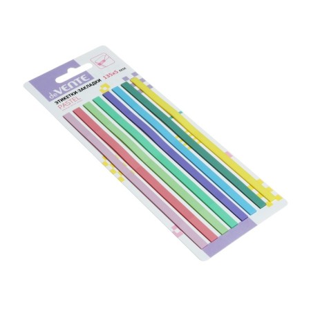 Bookmarks with an adhesive edge, 5 x 135 mm, 8 colors of 20 sheets, plastic, Devente Pastel, blister-2