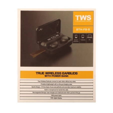 Headphones F9-5 VBT 1.28, wireless, vacuum, waterproof, BT 5.0, 800 mAh, black-9