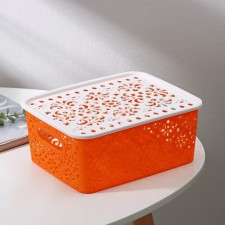 Storage container with a “pattern” lid, plastic, 22 × 17 × 9.5 cm, mix color