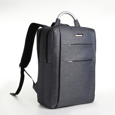 City backpack on a zipper, 2 pockets, with USB, gray color