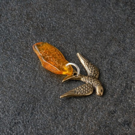 Tailor-Talisman "Bird of Happiness", natural amber-1