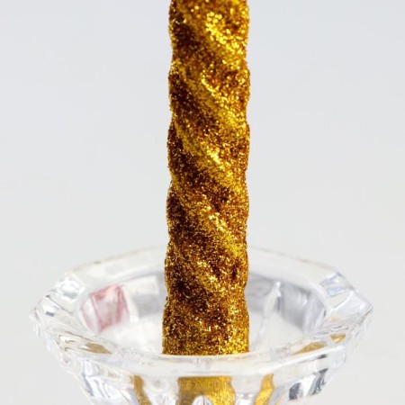 A set of candles of twisted, 1.5x 15 cm, 2 pieces, sparkle, gold-2