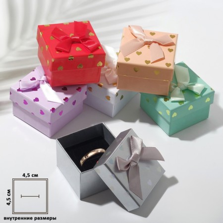 Gift box for earrings/ring "Hearts", 5 × 5, color mix