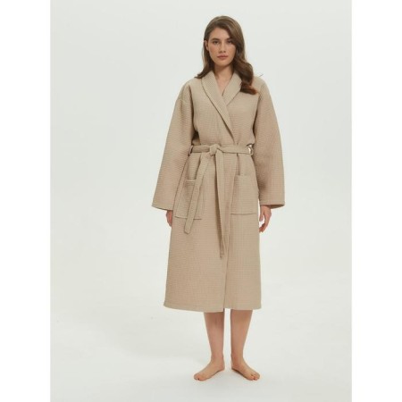 Unisex bathrobe Pamira, size XL, beige color-19