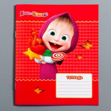 A set of notebooks 10 pieces, 12 sheets, in a cage, cover covered paper, Masha and a bear-5
