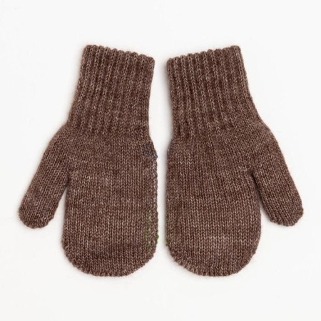 Double children's mittens, dark brown color, size 14 (6-9 years)-1