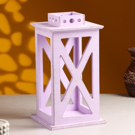 Kashpo wooden "Lantern. Provence" 17x17x31 cm lilac-1