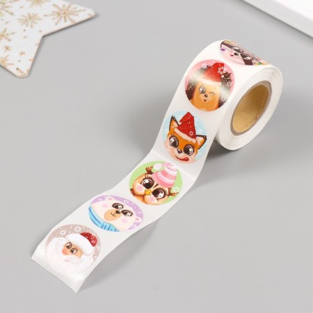 New Year Stick Paper "Santa Claus and Forest Beasts" d = 2.5 cm 252 pcs in roll-4