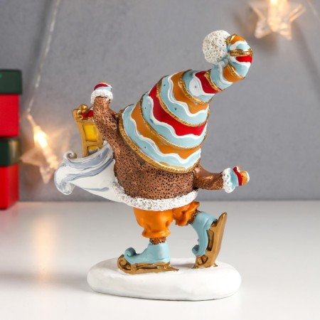 Polystone souvenir "Grandfather Frost on mini-bumps with a flashlight" 13.5x5x11.5 cm-3