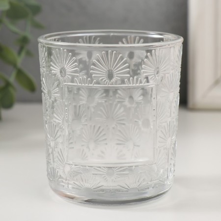 Bank for candles glass "Flower" transparent 200 ml 7.5x7.5x8.2 cm