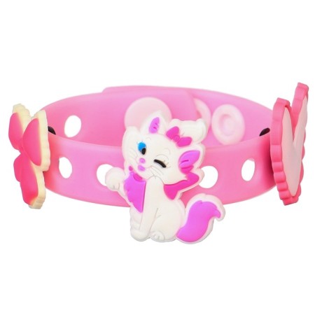 Silicone Bracelet with interchangeable jibitsami, 3 jibits included, cats aristocrats-4