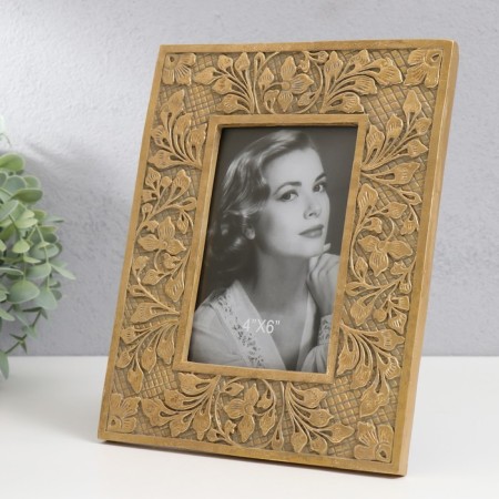 Photo frame Polystone 10x15 cm "Fairytale flowers. FISTING" Gold 23x18.5 cm-1
