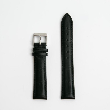 Watch strap, male, 18 mm, harness 75 mm, larynx 115 mm, genuine leather, black-1