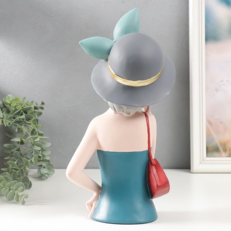 Souvenir Polystone "Baby in a gray hat with a bow in peas" 35x10x16.5 cm-2