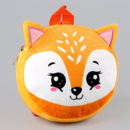Baby plush backpack for a girl, round Lisenok, 18 × 18 cm-1