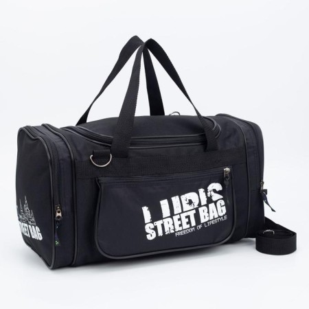Road bag on lightning, 3 external pockets, a long belt, black color