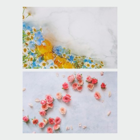 Photophone bilateral paper 300 grams "Roses and chamomile" 57x87 cm